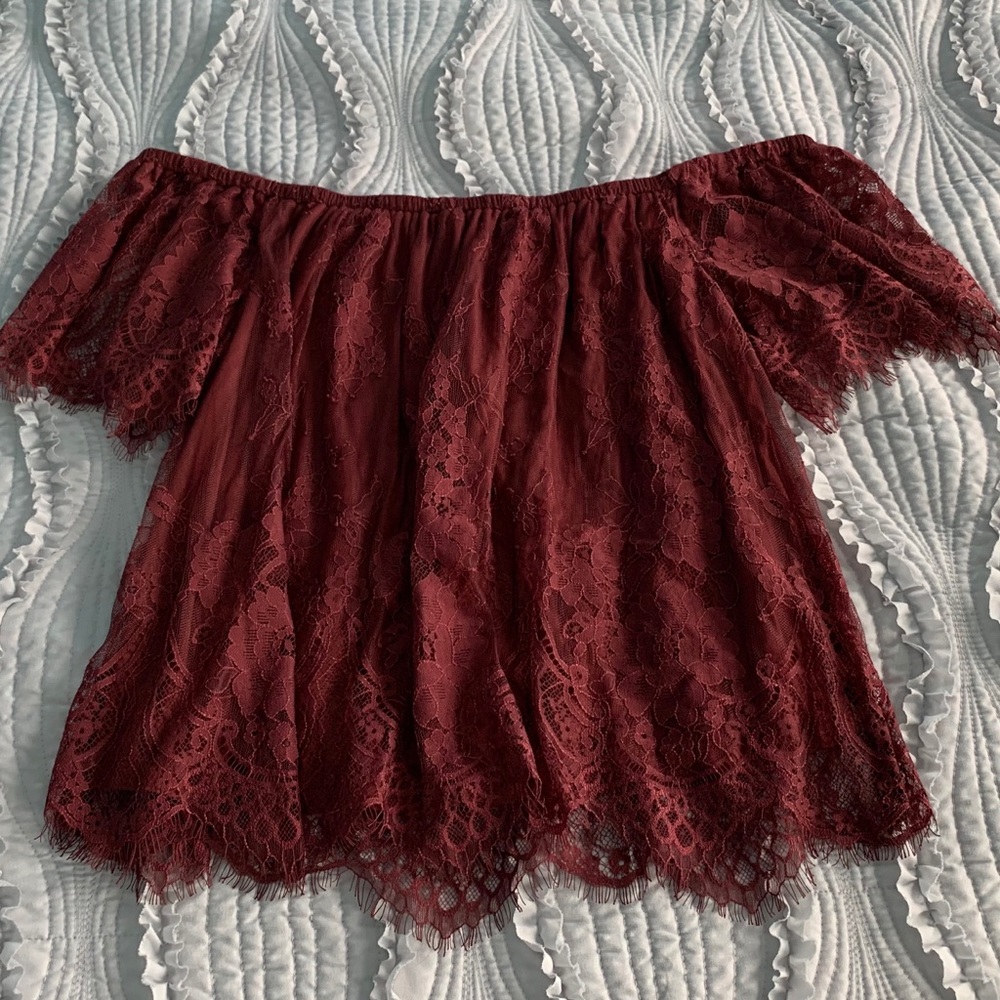 America Eagle Off Shoulder Lace Top